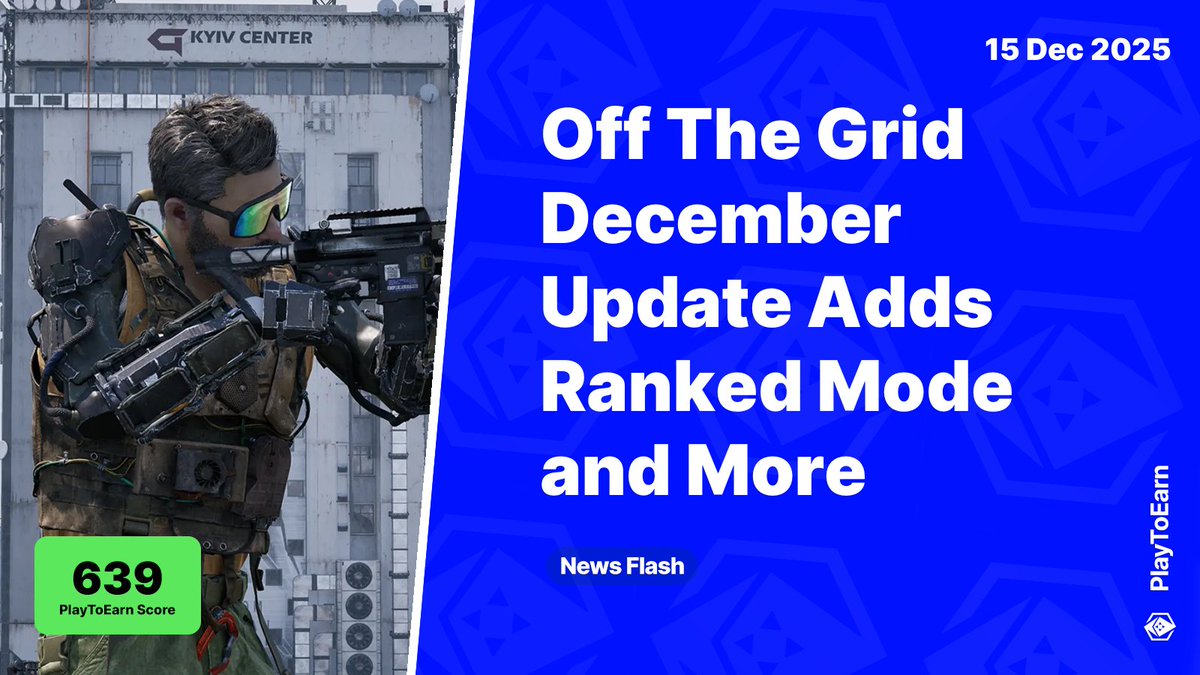 Off The Grid December Update Adds Ranked Mode and Legendary Cyberlimbs 📰

PlayToEarn Score: 639 📈

The Ranked Protocol in <a href="/playoffthegrid/">Off The Grid</a>, brings skill-based matchmaking and seasonal Ranked play. Players can now compete for rewards and climb a new leaderboard

Read more 🧵