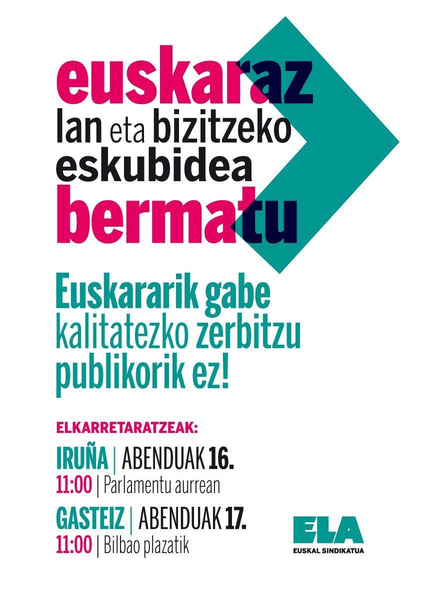 admeuskeraztald's tweet image. 2025-12-16, 11:00etan, Nafarroako Parlamentuaren aurrean: Euskaraz lan egiteko eta bizitzeko eskubidea bermatzearen aldeko elkarretaratzea, ELAk eta LABek deituta.

Biharko hitzordua.

facebook.com/permalink.php?…