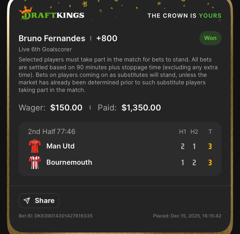 Was banking on a penalty at home to tie it 3-3 … nails the free kick home instead .. BRUNO 🔥🔥🔥