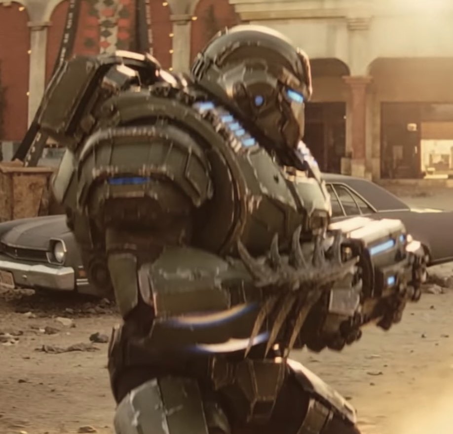Camelworks's tweet photo. Anyone know what this Power Armor is from the Fallout S2 trailer? Looks like something from Marvel https://t.co/hlK6l8QfJa