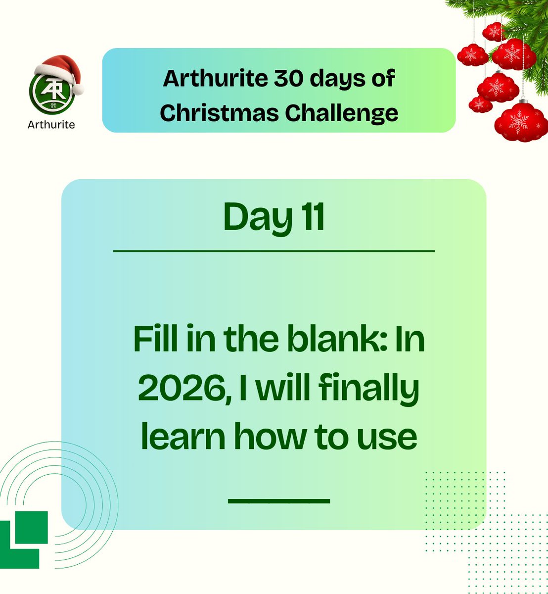 Day 11

From zero to pro, what’s that one tech skill you’ve mastered this year that you can’t imagine doing your work without?

Comment below and tag #ArthuriteHolidayCloud