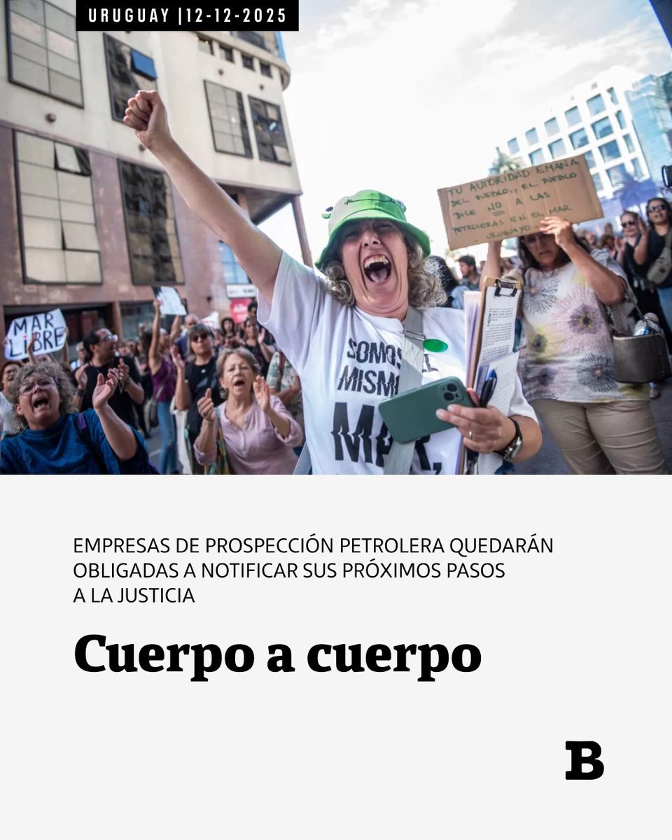 📰 Cuerpo a cuerpo

Empresas de prospección petrolera quedarán obligadas a notificar sus próximos pasos a la Justicia

🖋️ Rosario Touriño
📸 Diego Vila

Lectura libre

brecha.uy/cuerpo-a-cuerp…