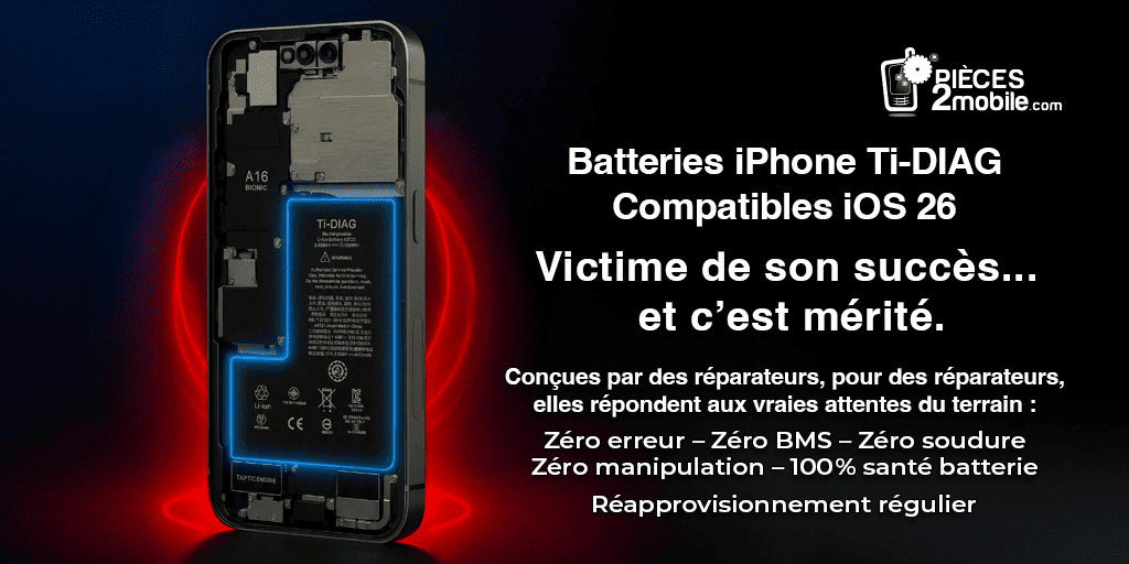 pieces2mobile's tweet photo. Victime de son succès.
Batterie iPhone Ti-DIAG by Pieces2Mobile : puce TI d’origine, zéro message d’erreur, installation sans soudure ni Tag-on Flex, iOS 26 et versions antérieures.
Réassort en cours.
➡️https://t.co/nFyCI5KvsG https://t.co/LhXkgPT3Mu