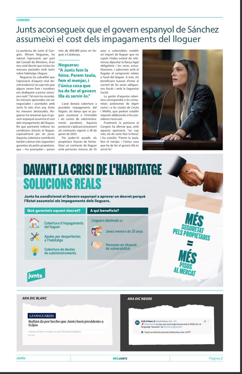 📑 Junts aconsegueix que el govern de Sánchez assumeixi el cost dels impagaments del lloguer