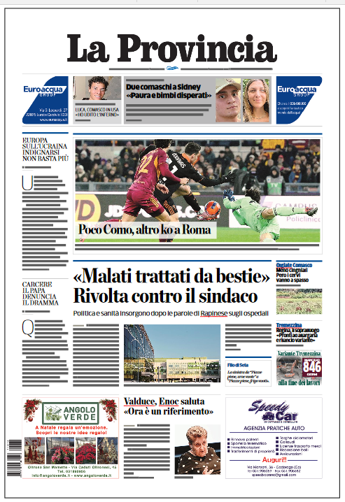 laprovinciadico's tweet photo. La #primapagina de @laprovinciadico di #martedì16dicembre2025
E le altre, con l'inserto #Diogene, sono qui:
https://t.co/0W5046K1M1 https://t.co/NWs2olb5TU