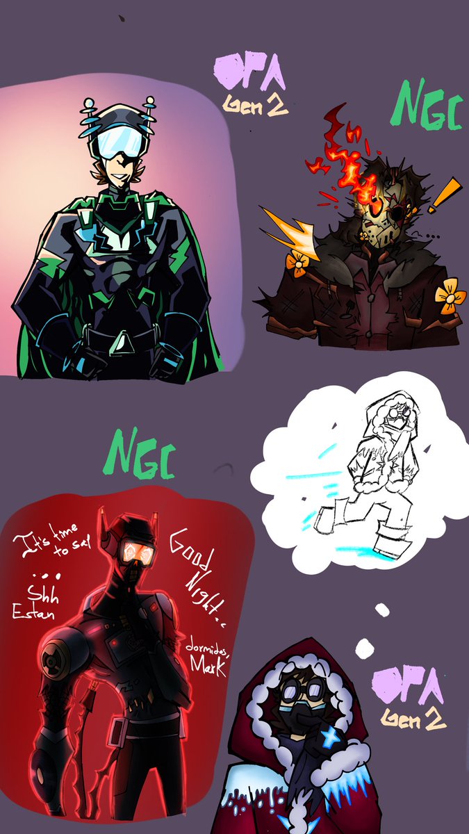 ¿Trabajando en la gen 2 de OPA y em la gen 1 de NGC?...

EY PERO EL QUE LO DIBUJO NO NOS DIO NOMBRES DE ESTOS TONTOS 😾.

#OPA #OlvidadosPorAndromeda 
#NGC #NomadasDelGranCosmo #AnDRAWmeda