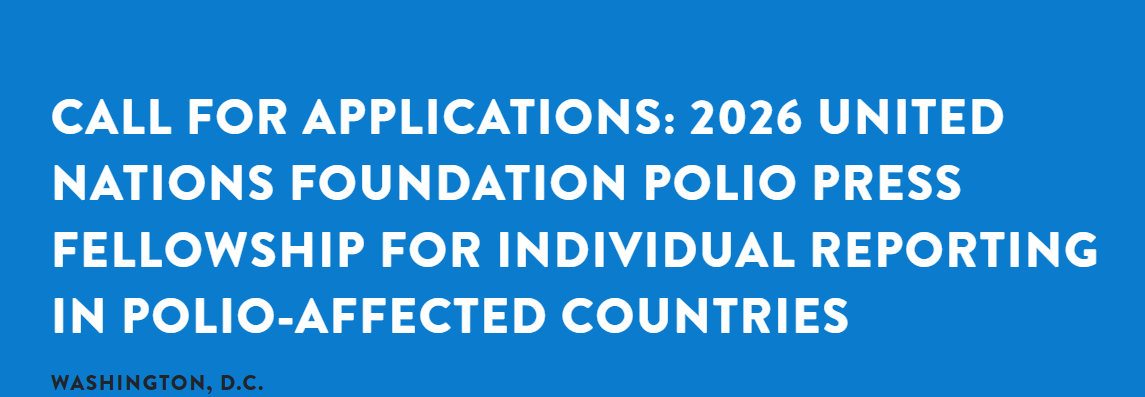 opportunitiesfy's tweet photo. 📣 Opportunity for Journalists | 2026 Polio Press Fellowship 
- Funding of up to $7,000
🗓 Deadline: January 7, 2026
🔗 https://t.co/uuHa6Jv99Y

#PolioPressFellowship #JournalismOpportunity #GlobalHealth #HealthReporting #MediaGrants #UNFoundation #Fellowships #Africa https://t.co/Eu2PuscNfv