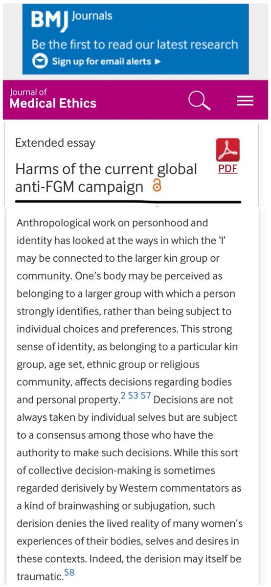 SamanthaTaghoy's tweet photo. The British Medical Journal has published an essay on the “harms” of opposing female genital mutilation and how girls’ bodies can “belong to a larger group”.

1. My body is mine and mine alone
2. I’m pretty sure that MUTILATION is against the Hippocratic Oath, you cretins https://t.co/DXBg13bo8w