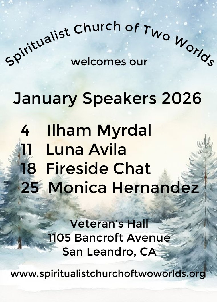 ChurchTwoWorlds's tweet image. Our January speakers for 2026
.
.
#spiritualistchurchoftwoworlds
