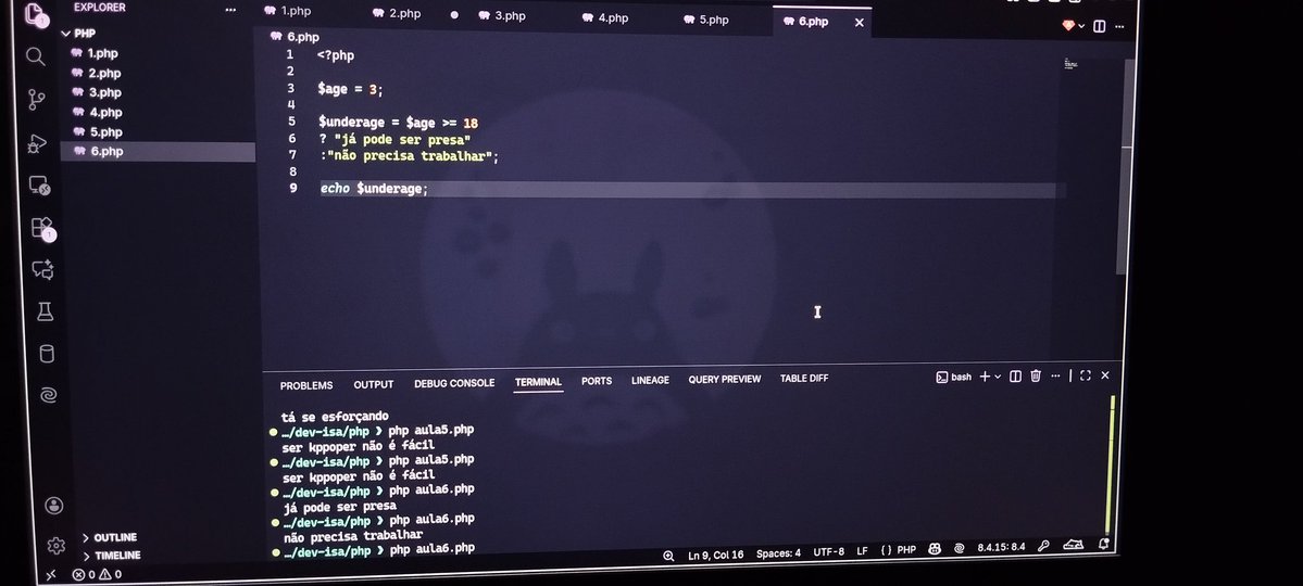 pocket_isa's tweet image. [23/100] #100DiasDeCodigo 
Comecei a estudar sobre lógica de programação, e testar os comandos básicos como If/else, switch, ternário... 
Espero avançar bastante nessa semana ♡⁠˖⁠꒰⁠ᵕ⁠༚⁠ᵕ⁠⑅⁠꒱