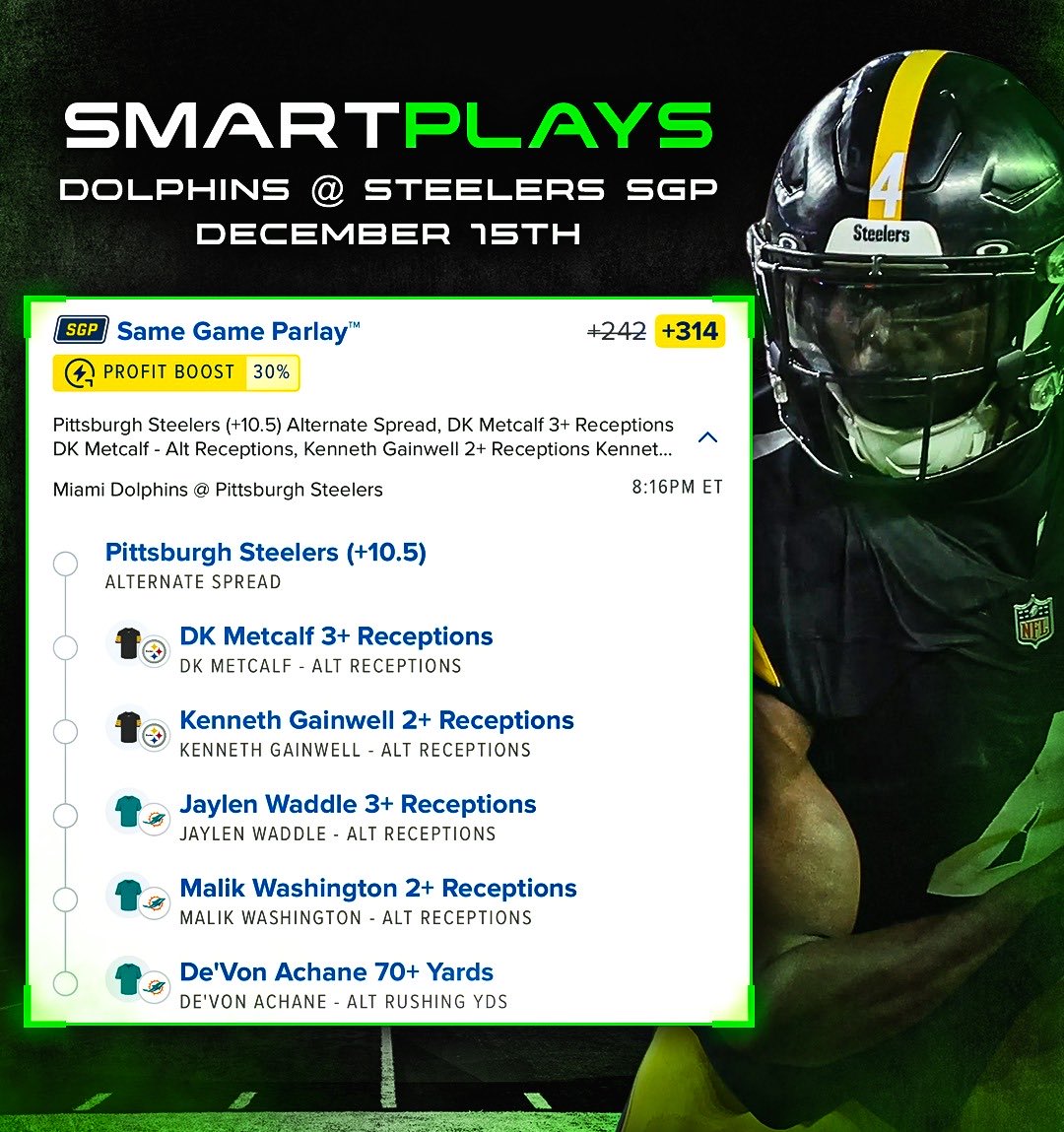 #NFL • Monday Night Football SGP! 🏈 

3-Day VIP Free Trials -> Smartplaysdaily.ca