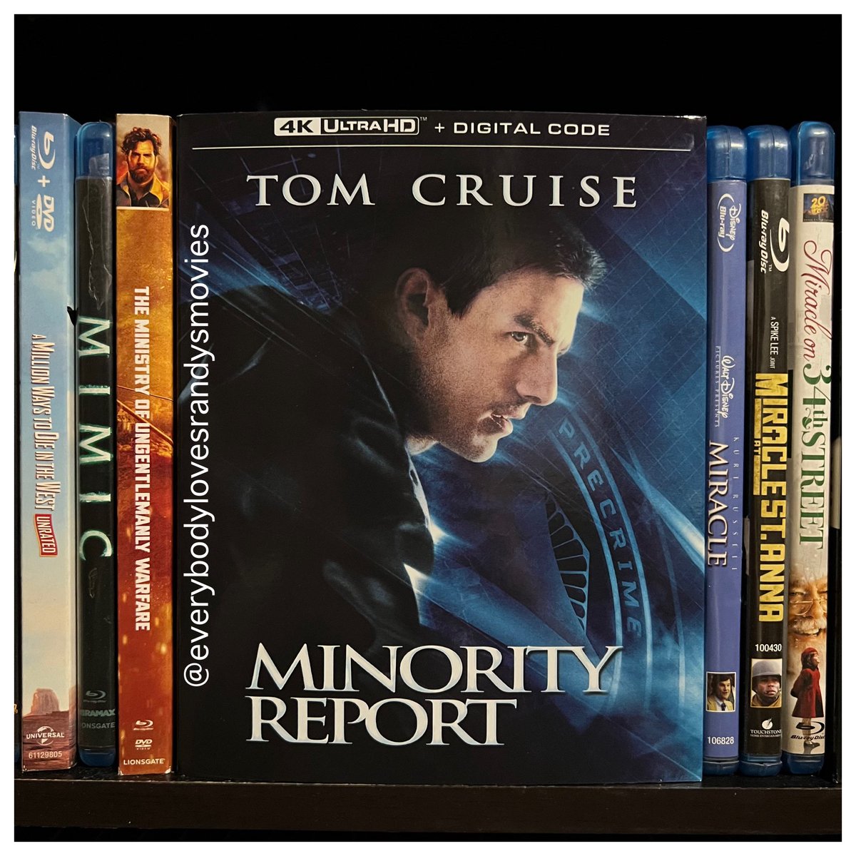 RandysMovies's tweet photo. Movie: #MinorityReport (2002)
Starring: #TomCruise #MaxVonSydow #ColinFarrell #SamanthaMorton #LoisSmith #KathrynMorris #MikeBinder #JessicaHarper #TimBlakeNelson #PeterStormare #NealMcDonough #JessicaCapshaw
Directed By #StevenSpielberg
#4kBluRay
#MovieNerd
#MovieCollector
#4kBluRayCollection
#MovieCollection
#MovieBuff
#PhilipKDick
#PhysicalMedia
#FilmTwitter