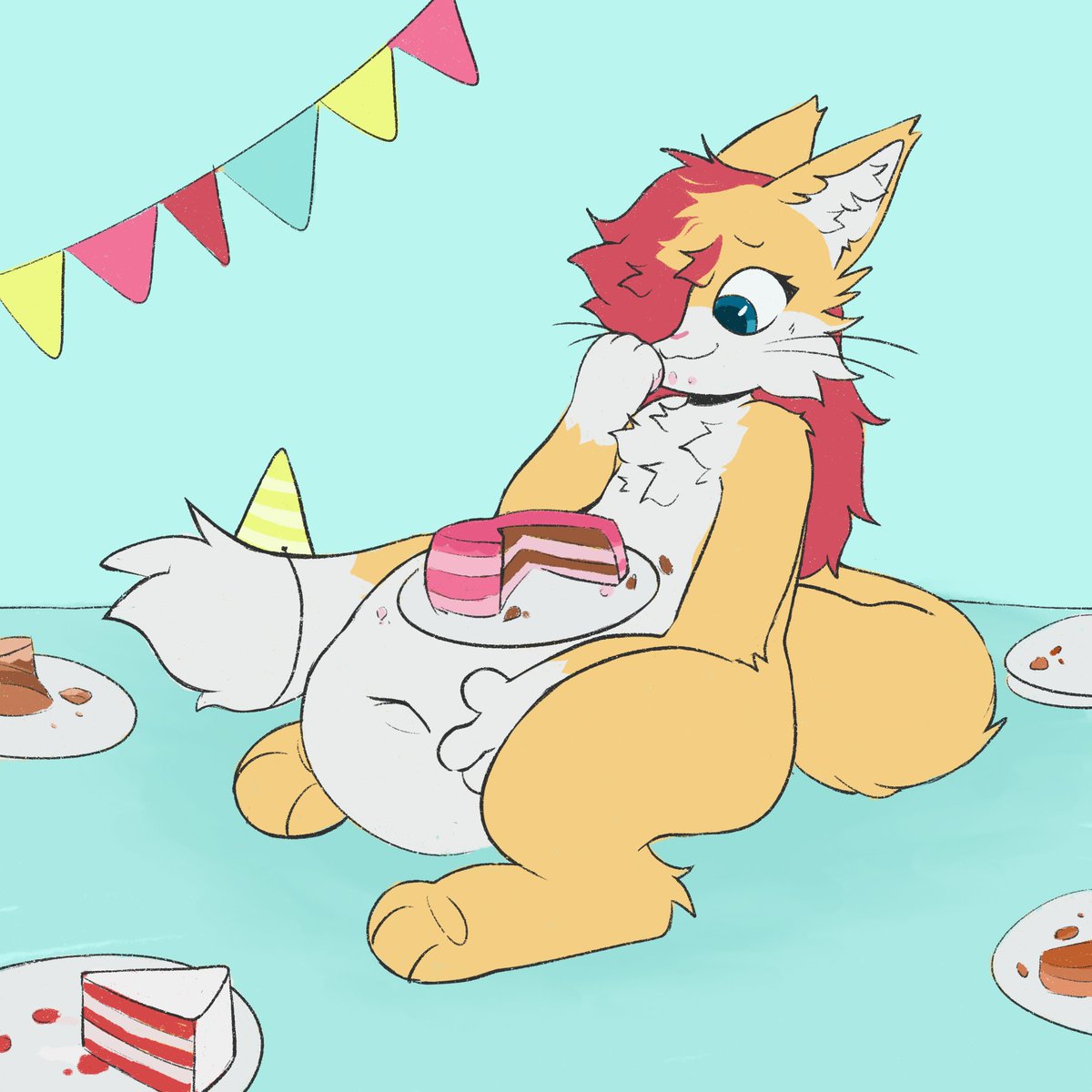 Little gift for <a href="/SweetestCatto/">Sweets but hungry 🔞</a> !!~

They didn't get a small gift exactly thought... they got lots of cakes to enjoy a good bd 😳