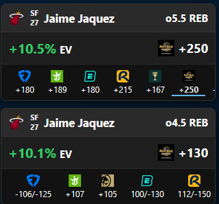My Soft Rock play today

+130 Jaquez 5+ Reb (+140 Bovada)

Riskier but still value on the 6+ line