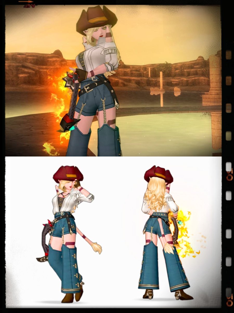 ◤￣￣￣￣￣￣￣￣￣￣　
　　無課金
　　　　Cowgirl　　　
＿＿＿＿＿＿＿＿＿＿◢

🏇肩のﾋﾗﾋﾗがある空賊シャツChoice
ジングルガーターの裾を長めにしたくてｶﾗｰ2つ同色に
ロードリーブーツの踵模様がお気に入りﾃﾞｽ💓

#会心のジングル 
#会心のジングルジャケット
#ほりドレ