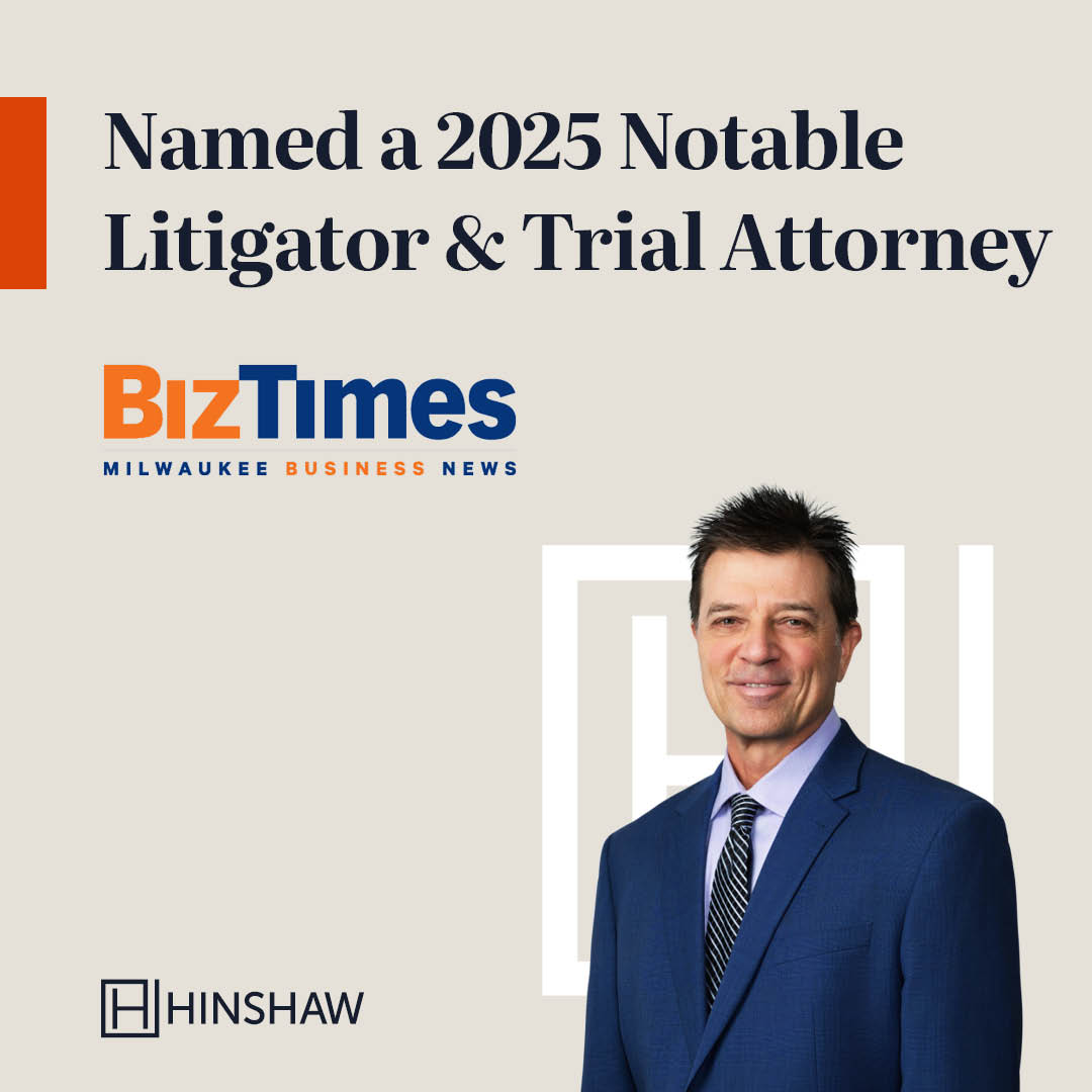 hinshaw's tweet image. We are proud to announce that Milwaukee partner Tom Kuzmanovic was selected by @BizTimesMedia for its 2025 Notable #Litigators &amp;amp; Trial Attorneys.

The award recognizes attorneys for exceptional leadership and managing high-profile #litigation matters: hinshawlaw.com/en/insights/pr…