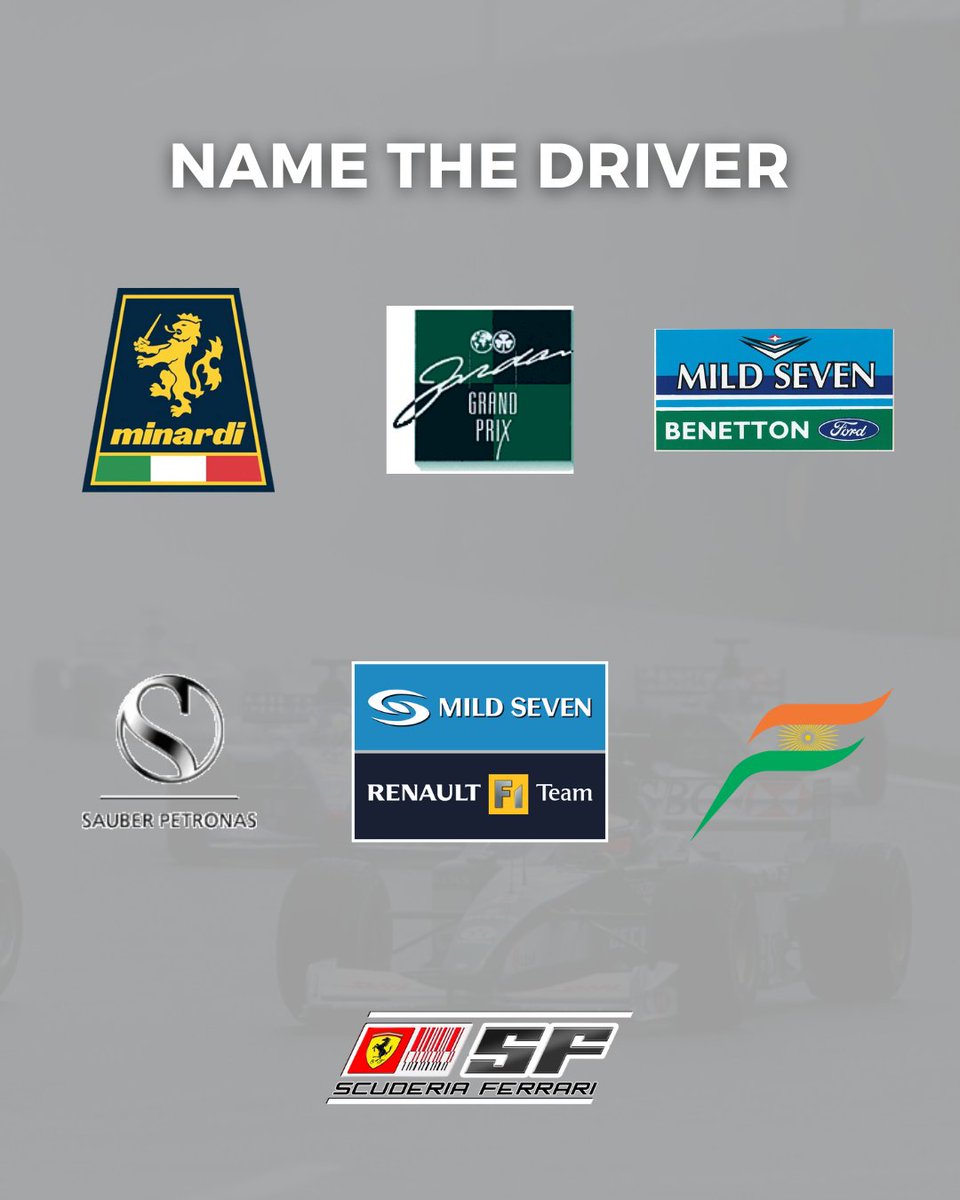 GoodwoodRRC's tweet image. We're back with another name the driver. Can you tell us who raced under these seven #F1 teams? This week's winner will get a pair of Oakleys.