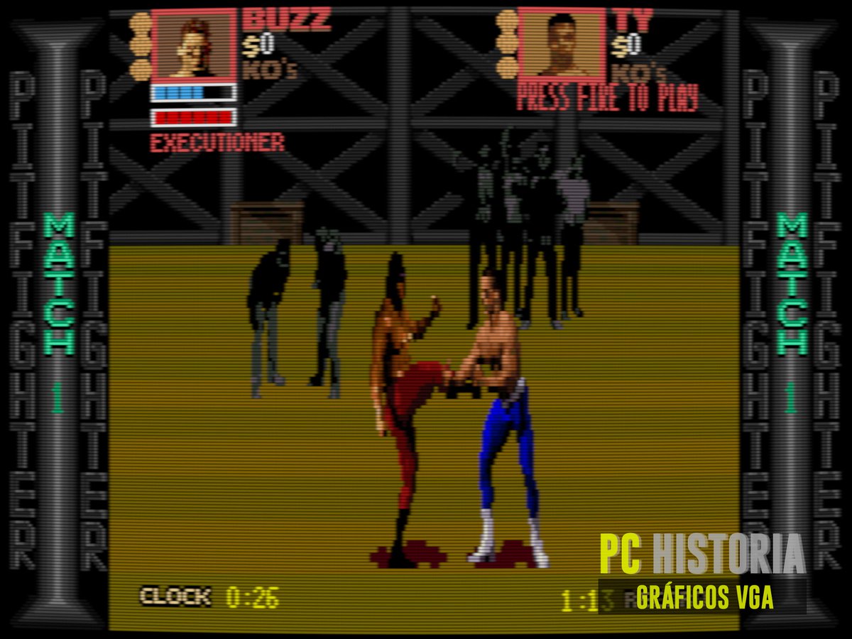 PC__Historia's tweet photo. 🥊 #PitFighter (#AtariGames, 1990)  tuvo un port para #PC #DOS realizado por Oxford Mobius. Famoso #arcade de lucha en los 90, con gráficos digitalizados de luchadores reales y FX de zoom. Elige a Buzz, Ty o Kato y supera los combates y revanchas hasta retar a Masked Warrior. https://t.co/J5ssFPzQST