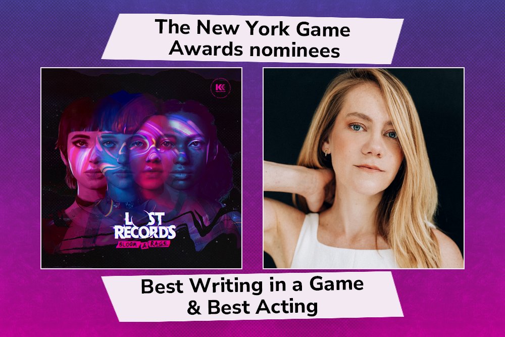 LRSummerfest's tweet image. The nominations for New York Game Awards have been revealed! 

Lost Records: Bloom &amp;amp; Rage has been nominated in two categories:
• Best Writing in a Game
• Best acting - Amelia Sargisson (as Nora Malakian)

Best of luck! 🤞💜