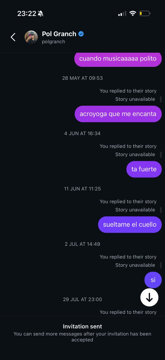 pol le dio like a mi story que le etiqueté.

mis últimos replies:

me mato ya