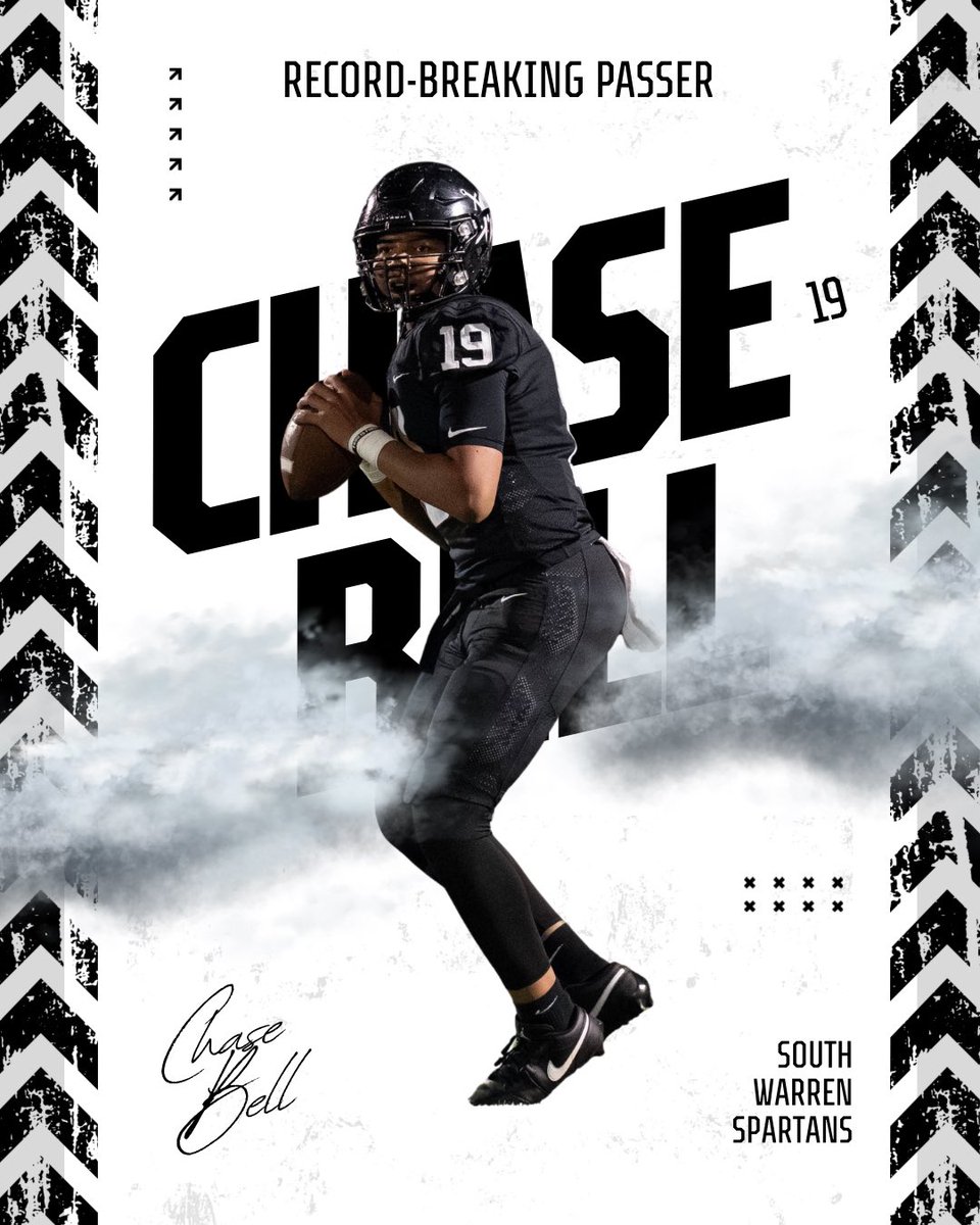 SouthWarrenFB's tweet image. ⚔️ RECORD SHATTERED ⚔️

Our guy Chase Bell (@IamChaseBell15) etched his name into the South Warren Football Record books - 

Best Passing Completion % in a Season - 76.12%
2025 Season

Congratulations, Chase, for making your mark on South Warren Football history!