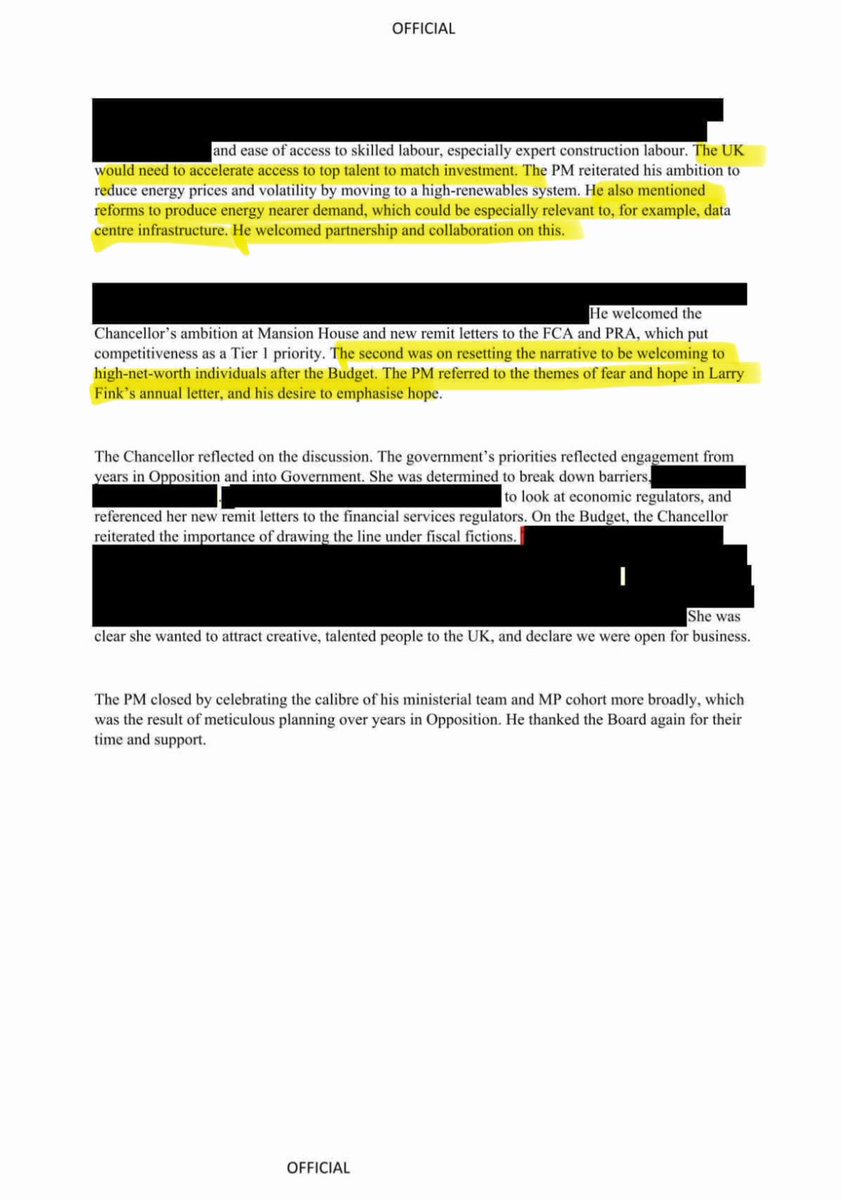 NOW — I have been patiently pursuing this disclosure, and just over one year after the meeting, the Cabinet Office has finally disclosed partial information about the agenda discussed between UK ministers Keir Starmer, Rachel Reeves, and the BlackRock Board at a meeting held in