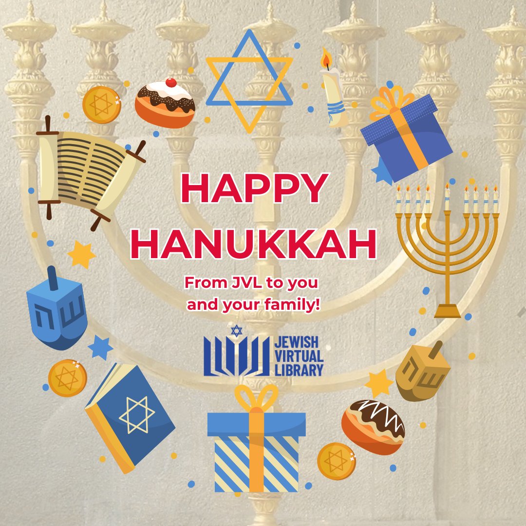 Happy #Hanukkah!
As we celebrate the Festival of Lights, we also stand with the Jewish community in Sydney after the recent antisemitic attack.
At times like these, preserving Jewish history and truth matters more than ever.

#SydneyAttack

🚨Support JVL: jewishvirtuallibrary.org/donate