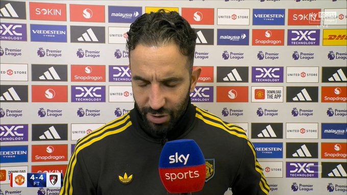 روبن أموريم عبر سكاي سبورت: "رأيت جهد اللاعبين ورأيت دعم الجماهير، وعندما تقدمنا 4-3 في نهاية المباراة شعرت أننا سنستمر في الضغط لتسجيل هدف آخر، حاولنا، لكن في النهاية انتهت المباراة بالتعادل" 