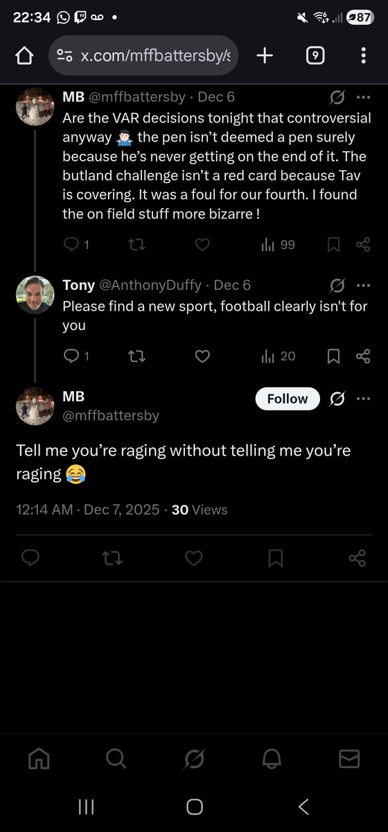 AnthonyDuffy's tweet photo. Says the sensitive fella who blocked me after laughing at his own line! Strange behaviour, needs help. https://t.co/C8h25OSHYX