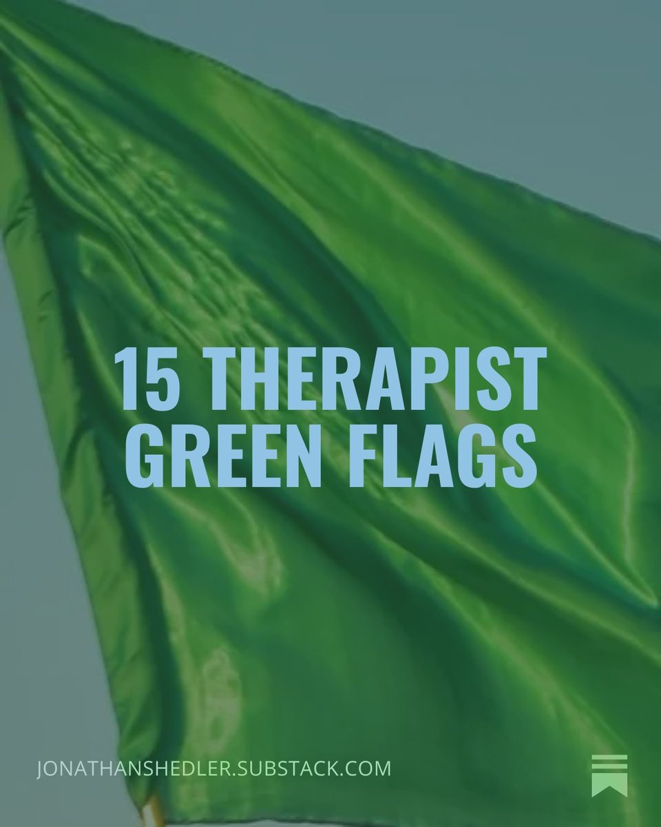 🆕 My weekly post just dropped (3 min read). 
By popular demand:

▶︎ 15 Therapist Green Flags
Many enter the therapy professions. Few provide expert care.

👇free access