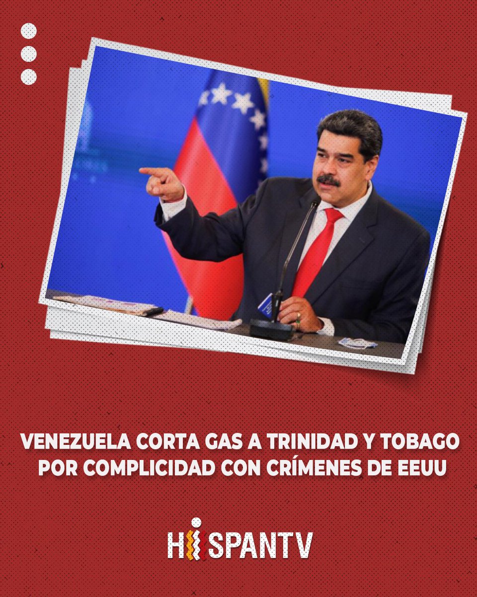 🇻🇪🔴🇺🇸Venezuela suspende el suministro de gas a Trinidad y Tobago tras acusarlo de complicidad con EE.UU. en el robo de petróleo y las agresiones a civiles en el Caribe.

🔗Más detalles  (tinyurl.com/385r37kc)