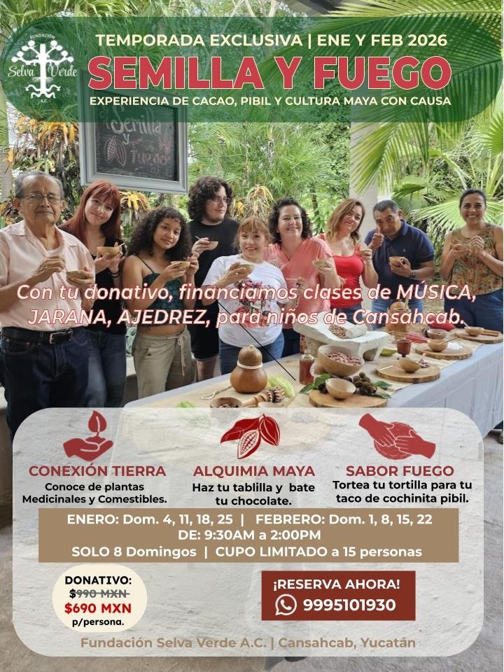 fsvorgmx's tweet photo. 🔥 Empieza el año con ¡ENERGÍA MAYA! 
Reserva tu inmersión Semilla y Fuego.
👉 Dale un propósito a tu domingo. ¡Reserva el tuyo antes de que se agoten!

Manda "RESERVA CACAO" al WhatsApp 📲 9995101930
Fundación Selva Verde A.C. | Cansahcab. https://t.co/5symd6pgF6