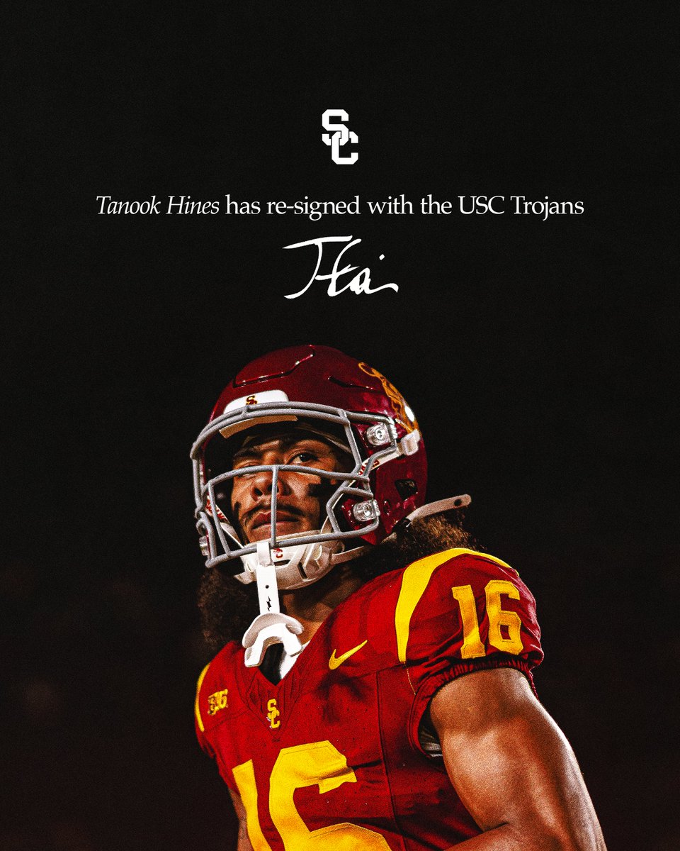 uscfb's tweet image. Tanook Hines has re-signed with the USC Trojans.