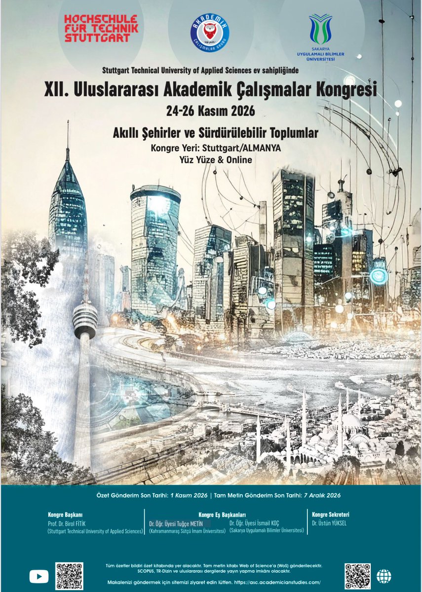 academicianstu1's tweet photo. Akademik Çalışmalar Grubu'nun XII. Uluslararası Kongresi,  "Stuttgart Technical University of Applied Science"  ev sahipliğinde Almanya'da dūzenlenecek... https://t.co/f3oVjYDLjd