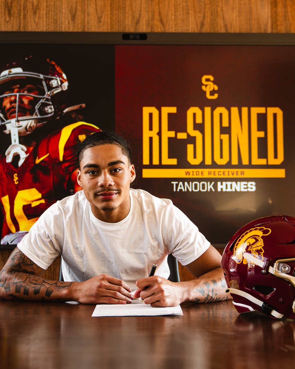 uscfb's tweet image. Tanook Hines has re-signed with the USC Trojans.
