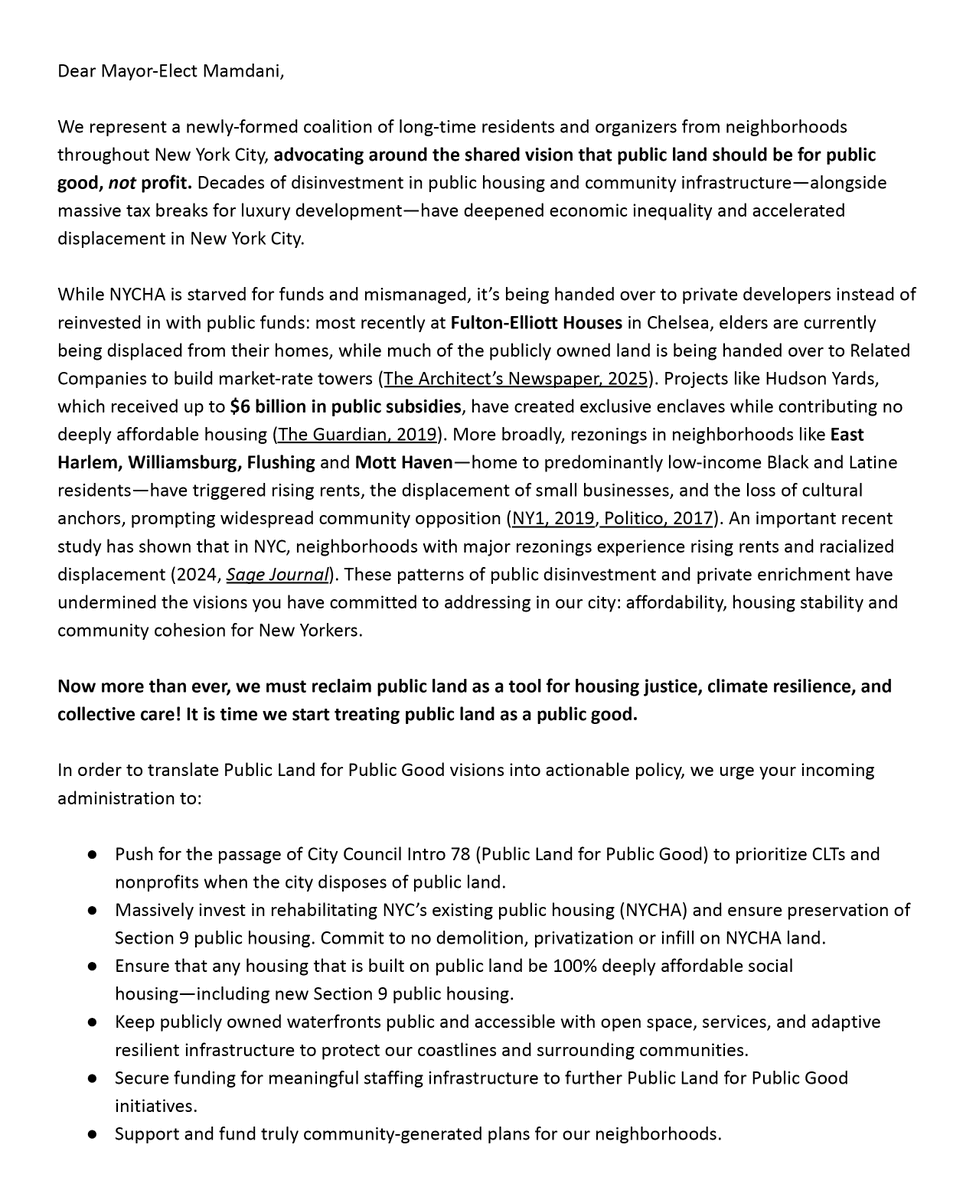 [2 of 2] Now more than ever, we must reclaim public land as a tool for housing justice, climate resilience, and collective care. It's time we start treating public land as a public good! If your organization wants to sign on to the public letter (last image on this post), DM us.