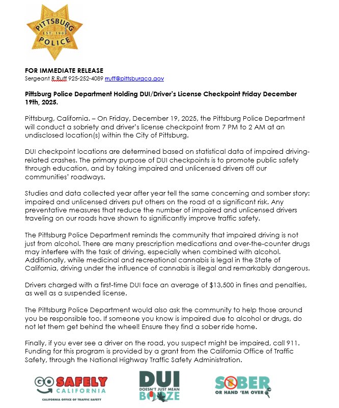 Pittsburg Police Department, California tweet media