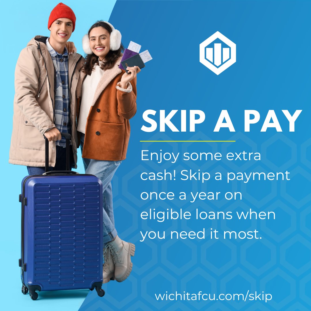 Wichitafcu's tweet photo. Need extra cash this holiday? Skip-A-Pay has you covered! Apply now: https://t.co/v5AWVt7s6B #WFCU #ApplyNow #FinancialFreedom https://t.co/KSDtSylzt3