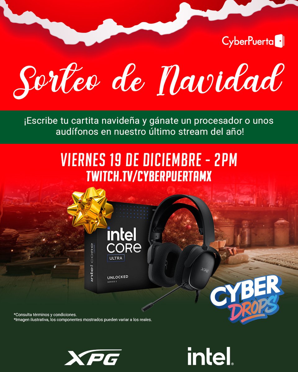 Cyberpuerta's tweet image. 🎄🎁 La Navidad ya anda con todo y hay premios en camino🎁🎄

Aquí te consentimos y es muy fácil ganar.

¿Cómo entrar al sorteo?
🎀  Escribe tu cartita navideña (pide, agradece o cuenta algo chido que quieras cerrar este año).
🎀 Etiqueta a dos amigos y dale RT o like.
🎀…