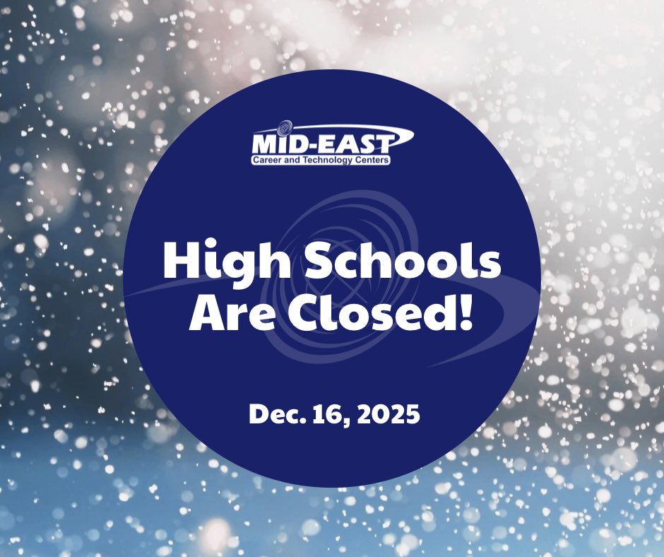 ‼️ATTENTION‼️
Our Buffalo and Zanesville high school campuses will be closed again tomorrow, December 16, 2025. ❄️

Our Adult Education and CARE programs will still report at their regular times.
