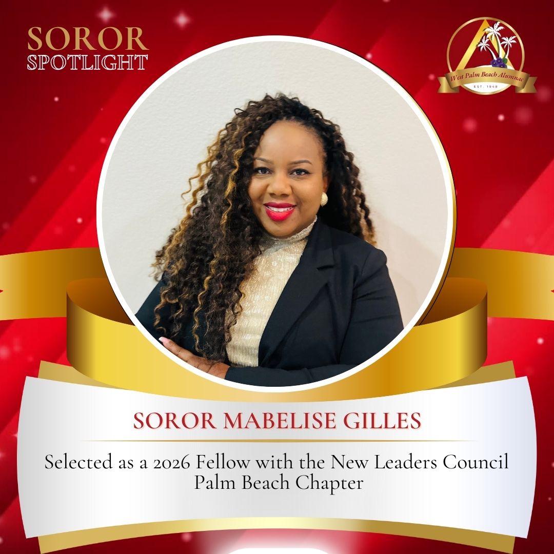 wpbdst's tweet image. Congratulations to Soror Mabelise Gilles on her selection as a 2026 Fellow with the New Leaders Council – Palm Beach Chapter. We are proud to see Soror Gilles representing with excellence as she continues to lead, serve, and uplift through her work and service.#WPBDST #TakeFlight