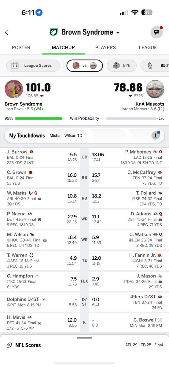 TrillJoshiee's tweet photo. @SleeperHQ Should I sit Miami defense and pray they don’t kick 5 field goals 🤷 https://t.co/R6IGyqc4EX