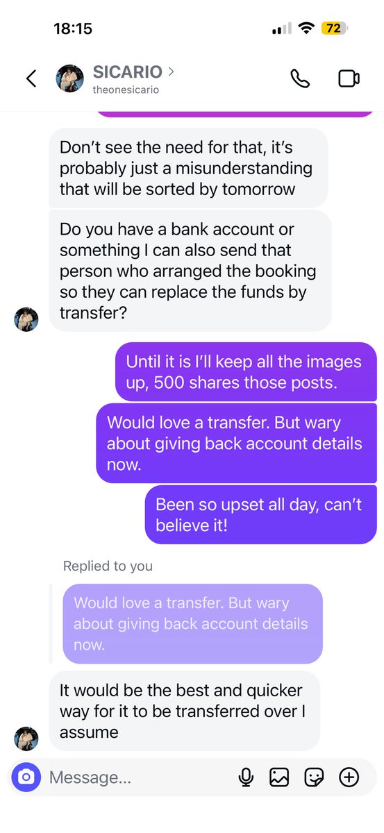 Hey <a href="/theonesicario/">TheOneSicario</a> remember me? You’re now ghosting me on socials. 

Nothing but a scammer, give me back my £300!!! 😡