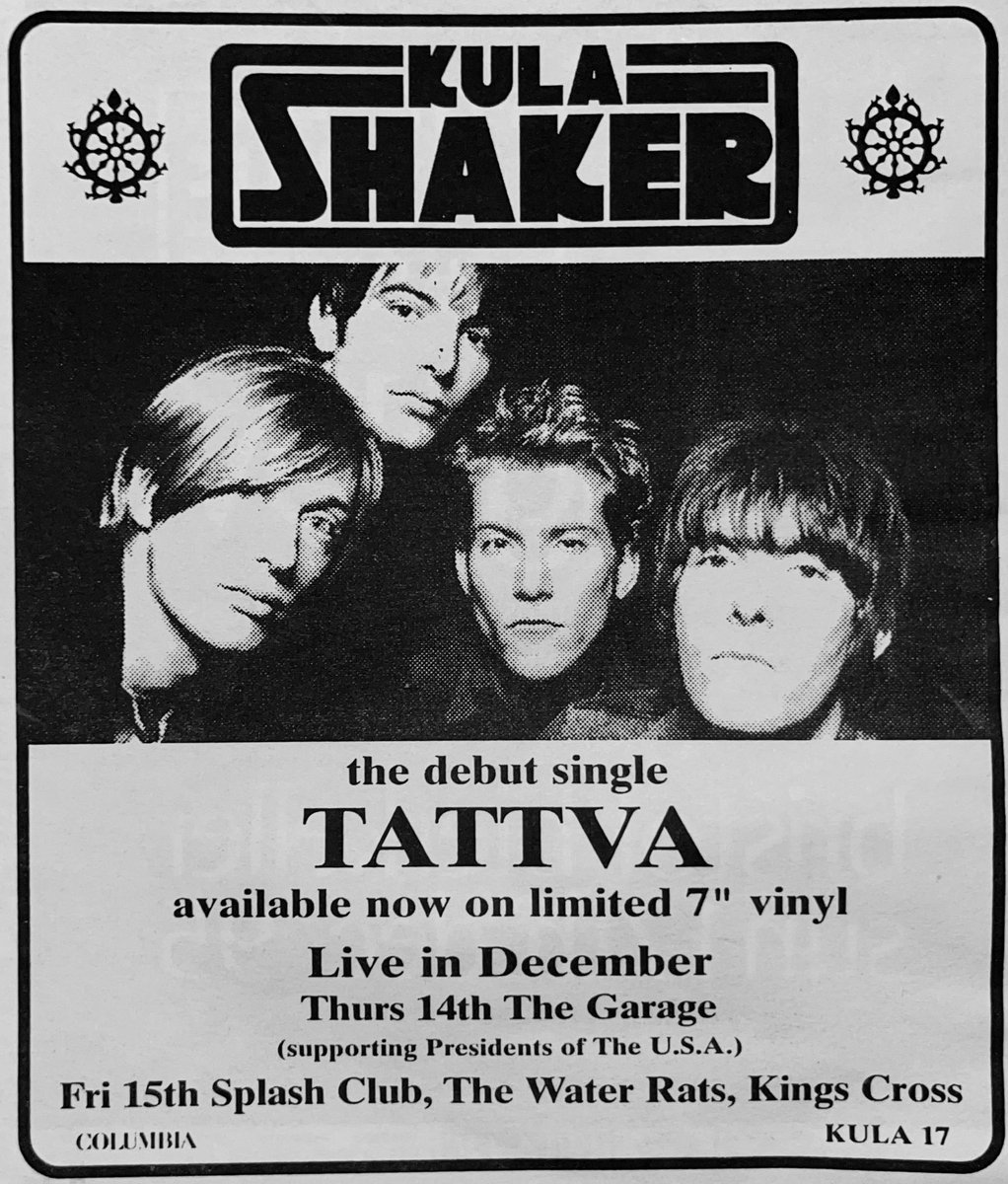 30 years ago tonight, a new band called Kula Shaker (with cool Star Wars style typeface logo) played London’s famous Water Rats pub.

Who was lucky enough to be in the crowd?