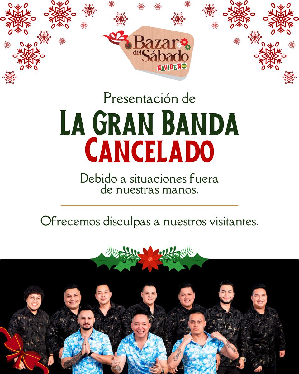 Aunque hoy no contaremos con la presentación musical programada, el espacio sigue abierto para que vengas a disfrutar, recorrer y apoyar a nuestros emprendedores locales.

Estamos abiertos todos los dias hasta el 22 de diciembre.

#BazarNavideño #Expocentro #SPS