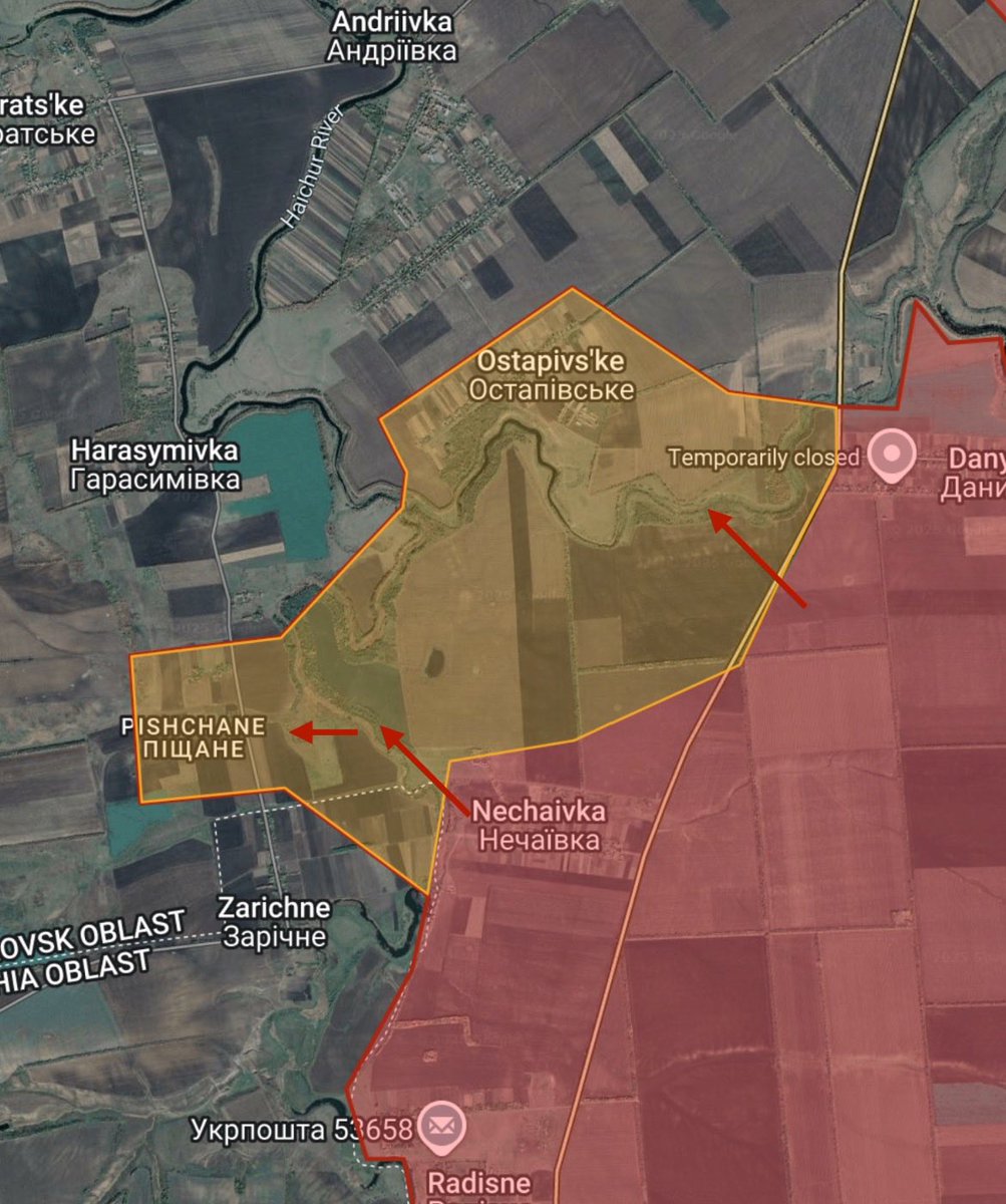 CKMapss's tweet image. 🇺🇦🇷🇺Ukraine war update
- Dnipropetrovsk front
- +3.08 to Russia
- Russian forces have captured the villages of Pishchane and Ostapivske
