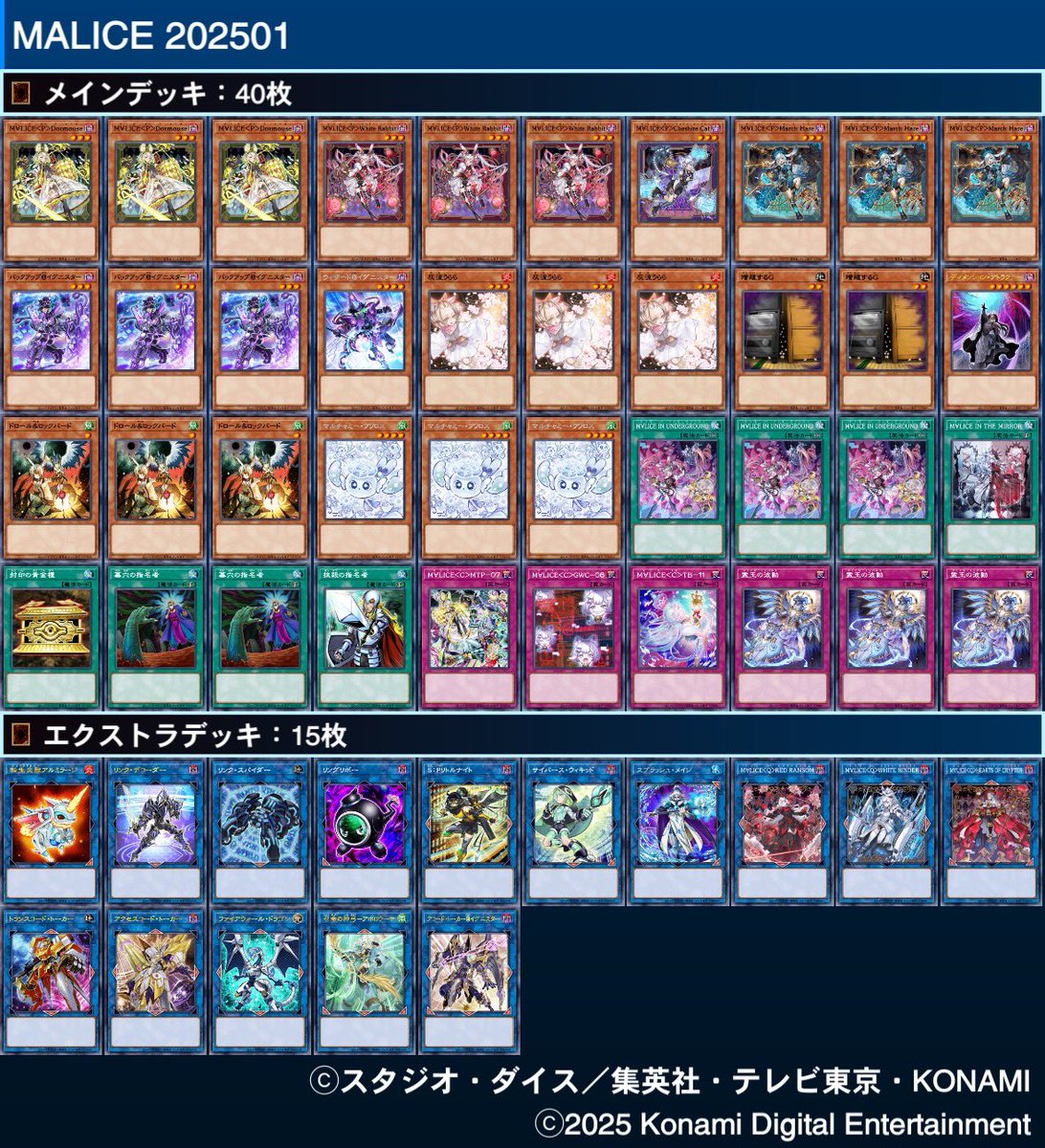 MALICEの構築を振り返ってたんだけど このデッキ変化なさすぎんか