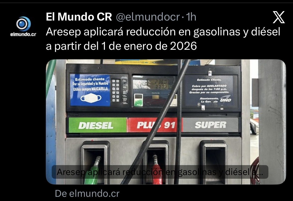 ArielBonzSmith's tweet image. El Mundo es bueno o malo según el Cristal 💎 con que los mires ‼️

✅ Rebajas en los Combustibles ⛽️ 
✅ Rebajas en la Energía Eléctrica ⚡️ 
✅Aumento en Reservas del BCCR💵
✅Aumento del Comercio Internacnal 🌎 
@platanarnewscr