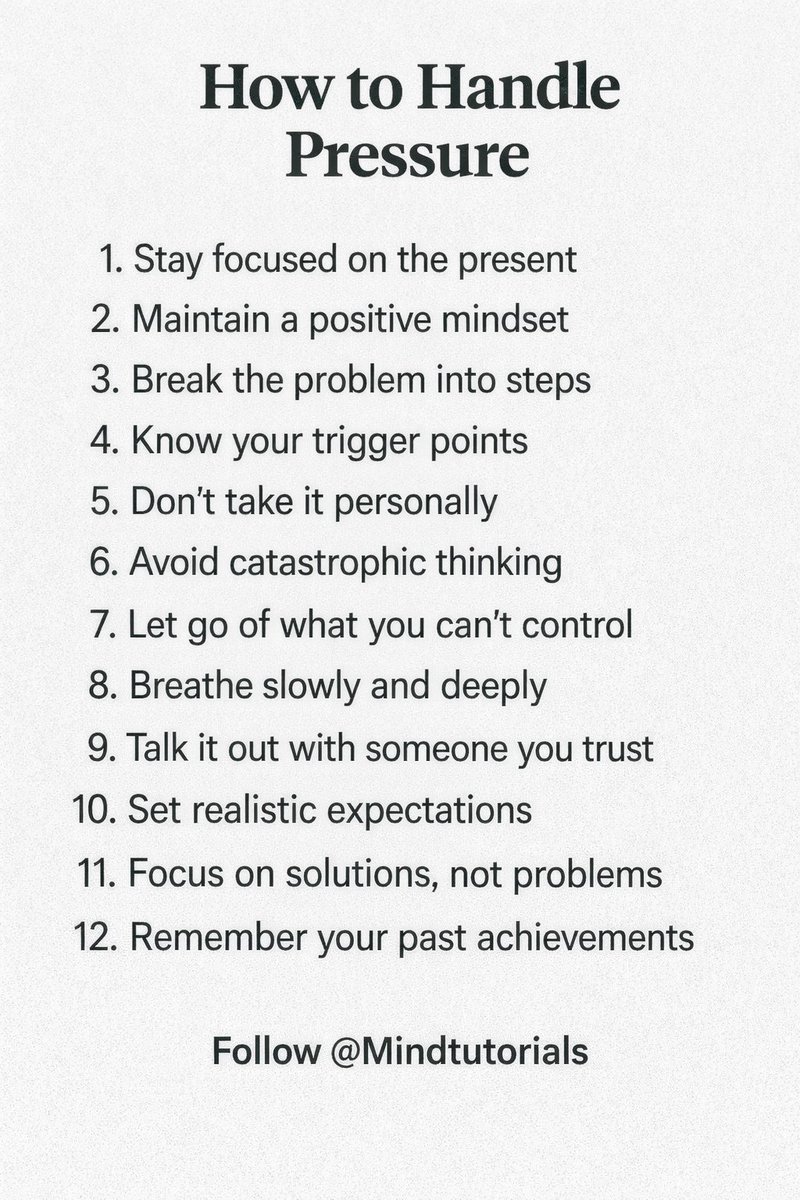 Mindtutorials's tweet image. How to Handle Pressure
