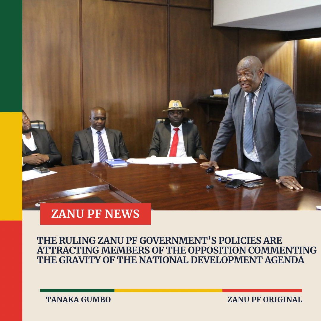 TanakaaGumbo's tweet image. 🔥🇿🇼 ZANU PF CONTINUES TO SURGE AS OPPOSITION FIGURES EMBRACE THE PEOPLE’S PARTY OF DEVELOPMENT, UNITY &amp;amp; PROGRESS! 🚀✊🏽

The ruling ZANU PF Party’s transformative policies and people-centred governance continue to magnetise political actors across the divide, with the latest…
